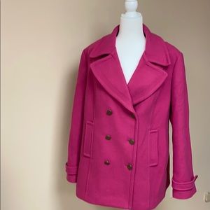 Talbots Pink Wool Winter Pea Dress Coat - Size 18
